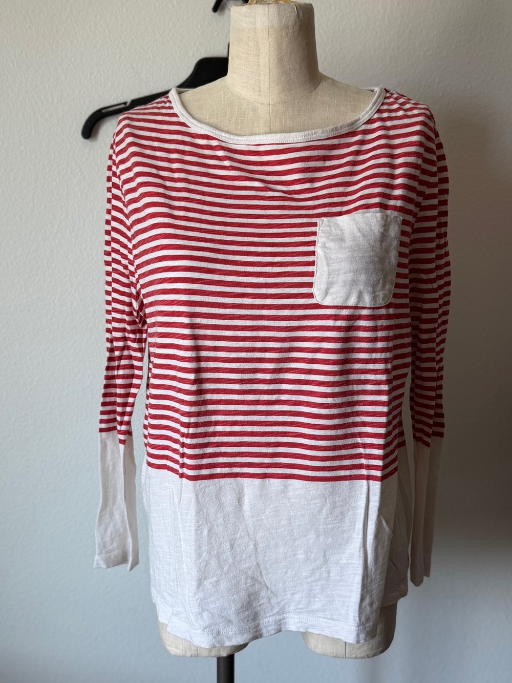 Colorfast Apparel Red and White Striped Long Sleeve Top